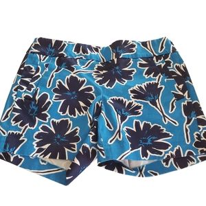 J. Crew Floral Blue and Black Women's Shorts
